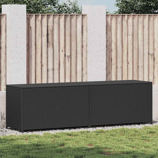 Storage Chest | Black | Poly Rattan, Powder-Coated Steel | Large