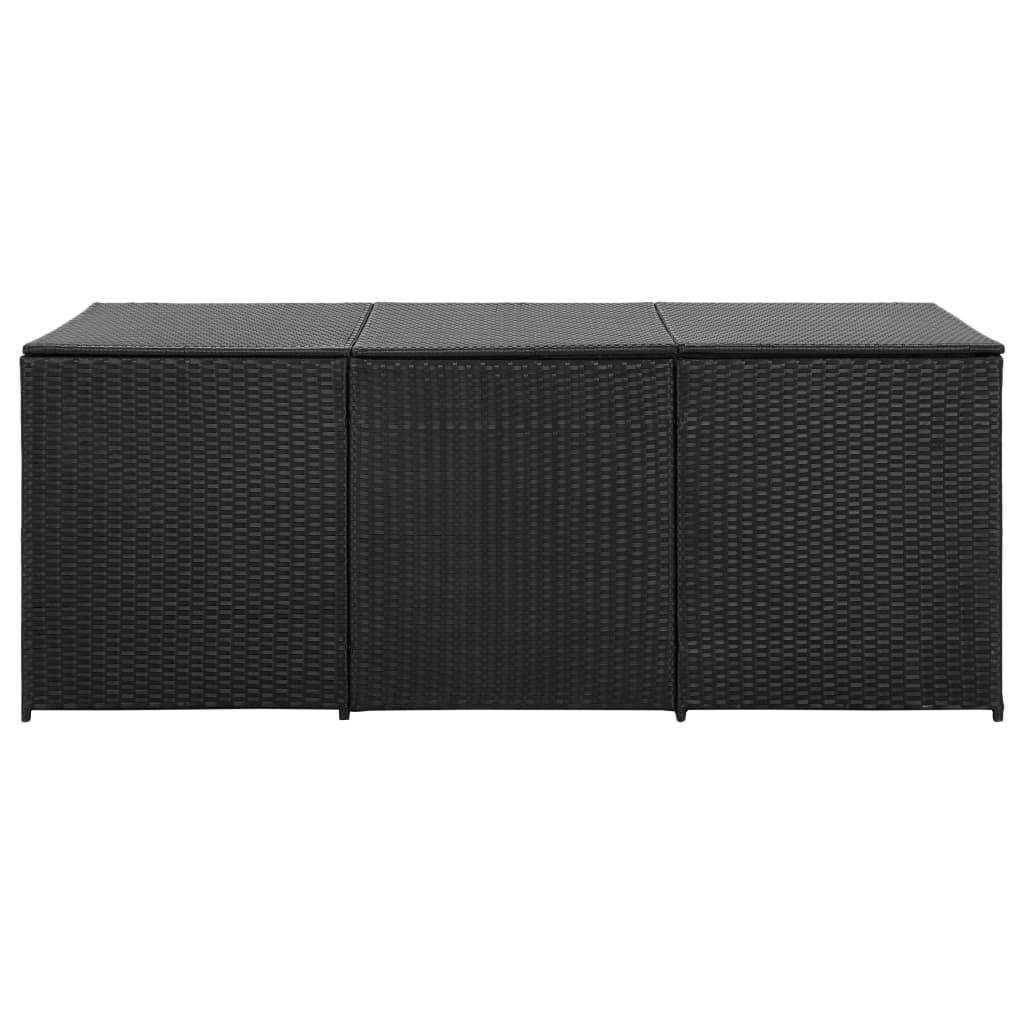 vidaXL Garden Storage Box Poly Rattan 180x90x70 cm Black