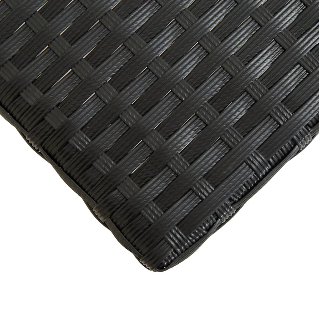 Garden Bench | Black, Natural Wood | Poly Rattan, Solid Acacia Wood
