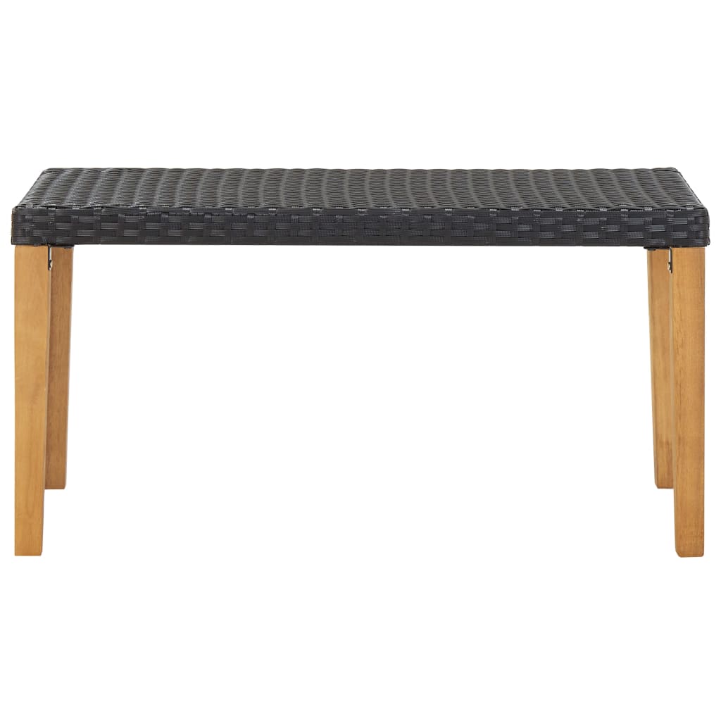 vidaXL Garden Bench 120 cm Black Poly Rattan and Solid Acacia Wood