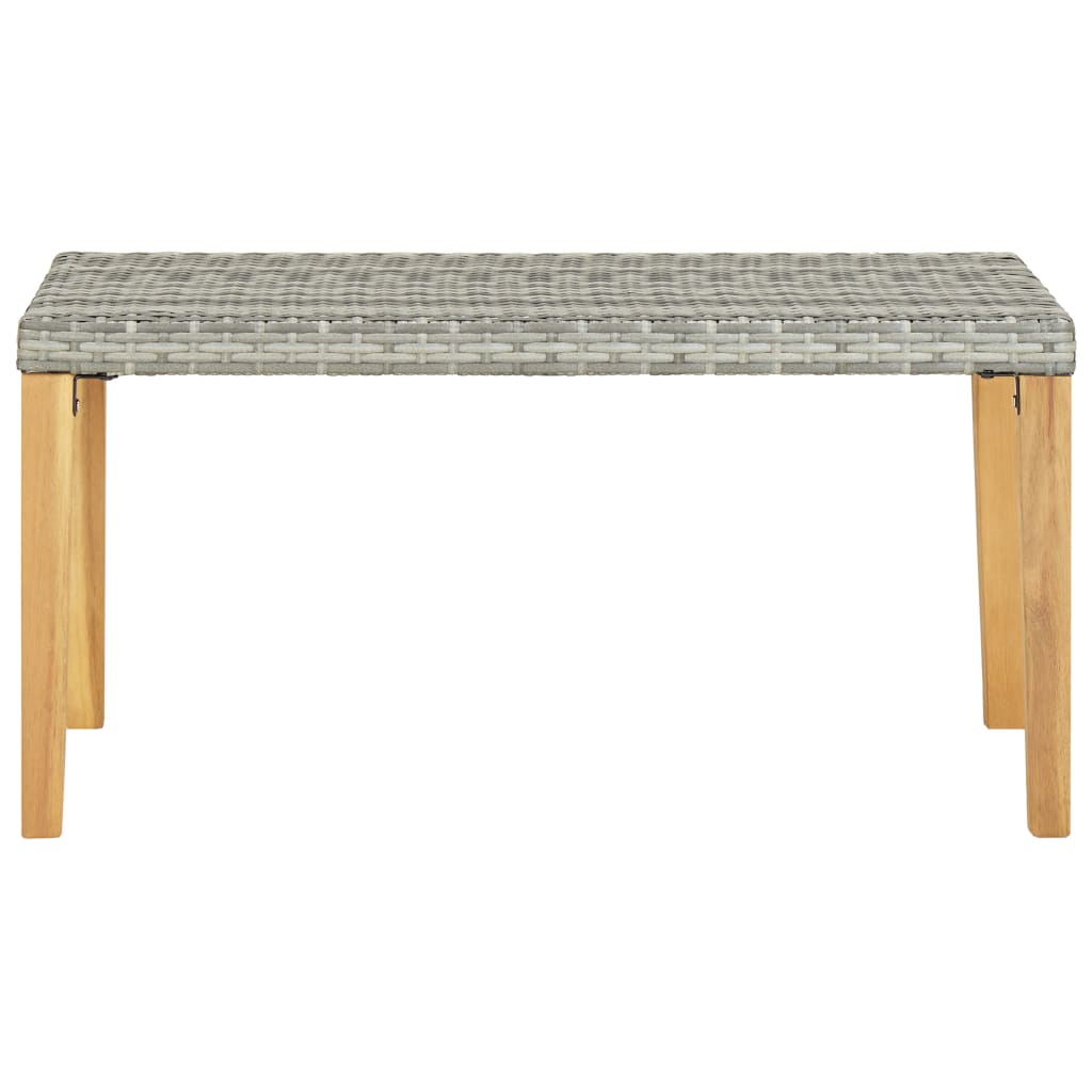 Garden Bench | Grey | PE (polyethylene) rattan, acacia wood | Medium
