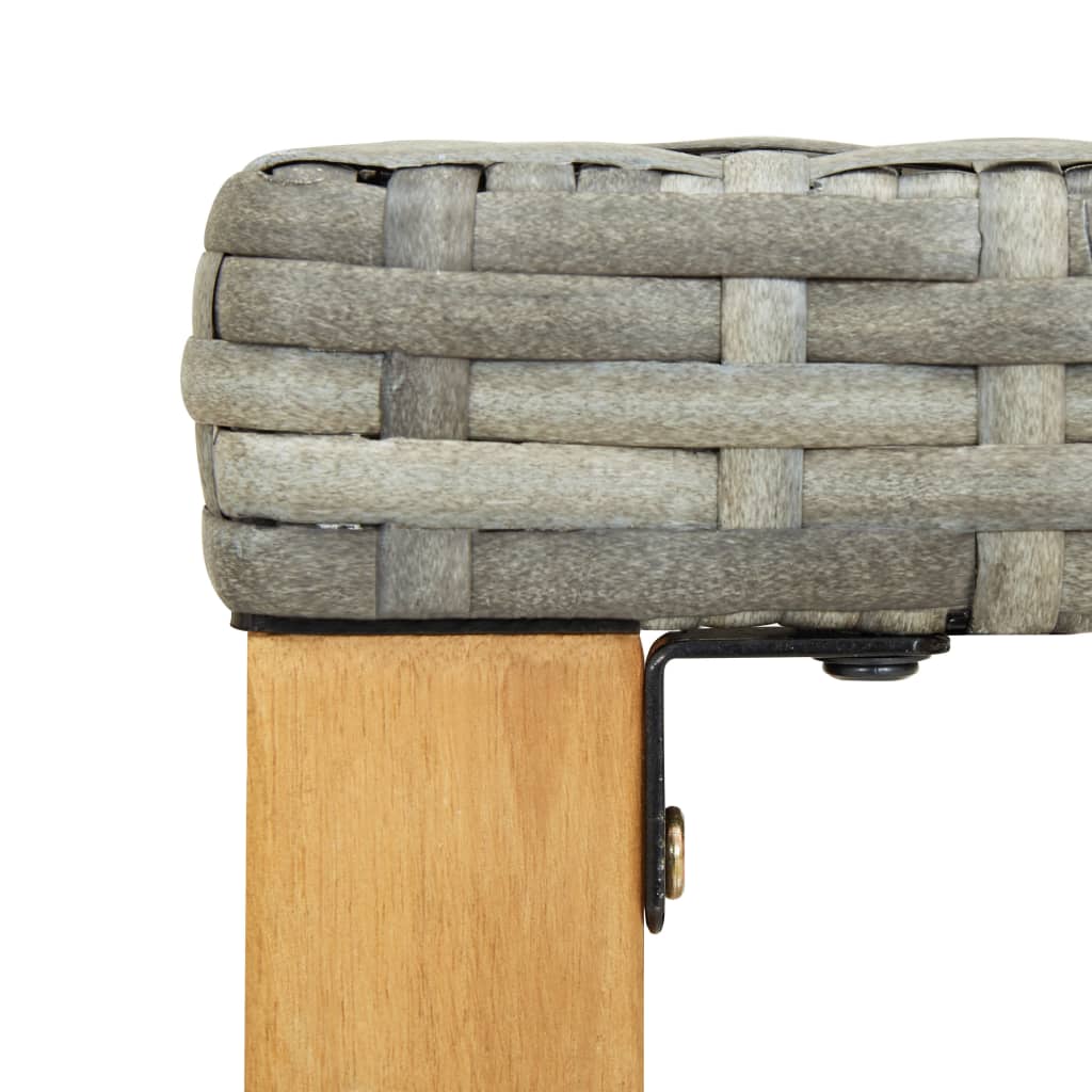 Garden Bench | Grey | PE (polyethylene) rattan, acacia wood | Medium