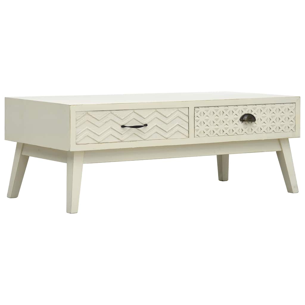 285751 vidaXL Coffee Table with 2 Drawers Carving Grey 110x50x40 cm Wood