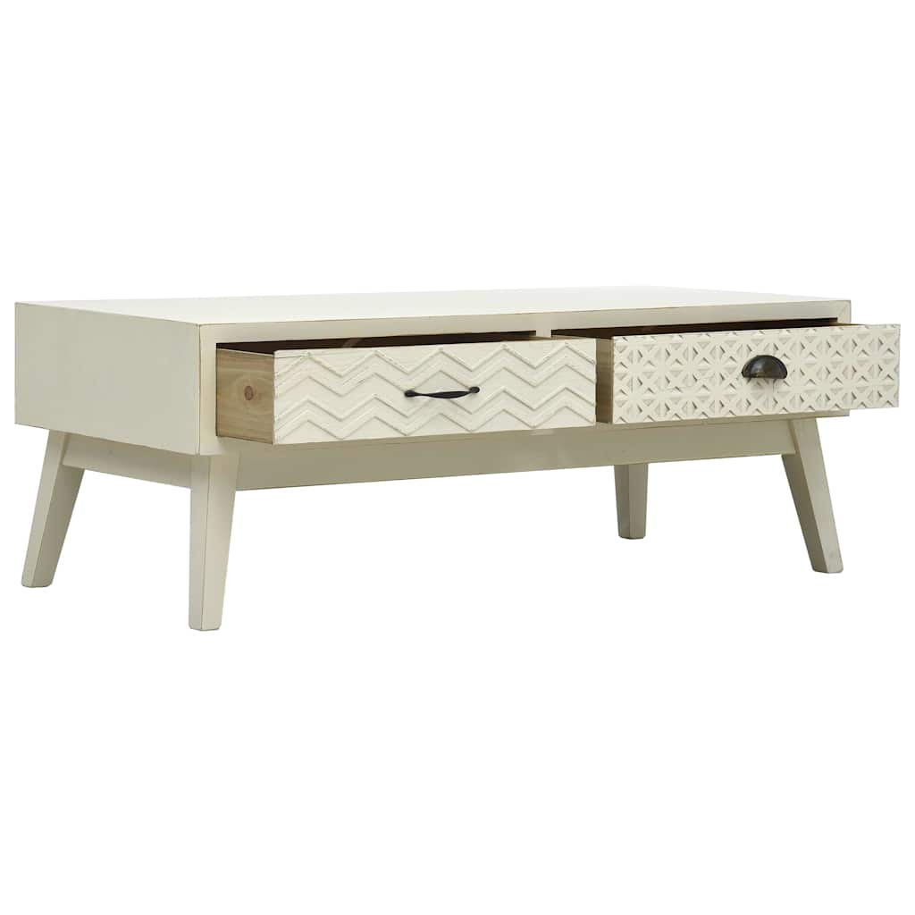 285751 vidaXL Coffee Table with 2 Drawers Carving Grey 110x50x40 cm Wood