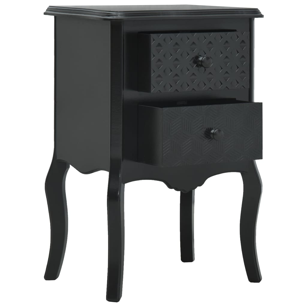 vidaXL Bedside Cabinet Black 43x32x65 cm MDF