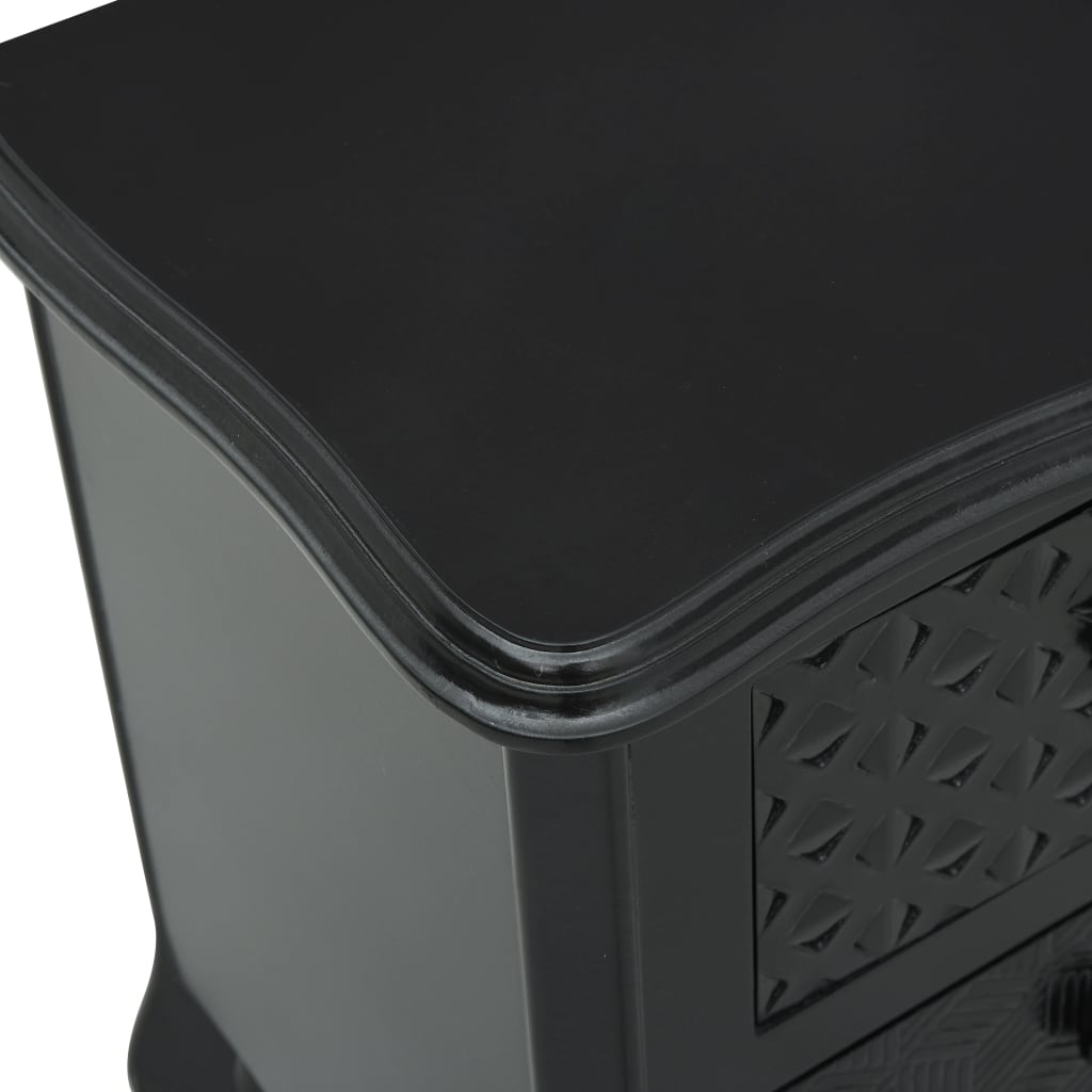 vidaXL Bedside Cabinet Black 43x32x65 cm MDF