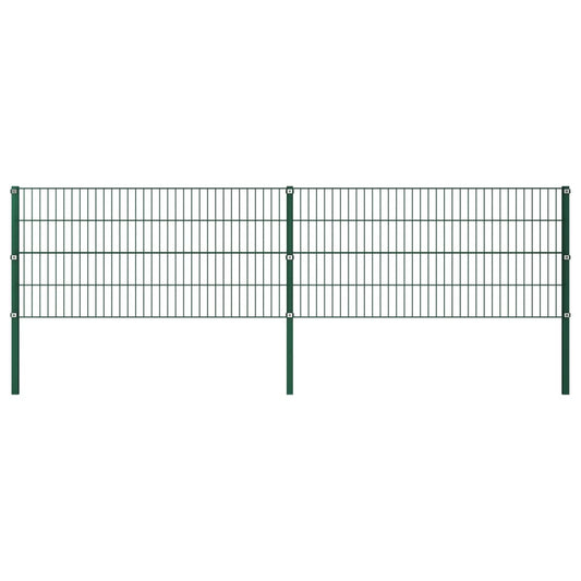 vidaXL Fence Panel with Posts Iron 349x80 cm Green