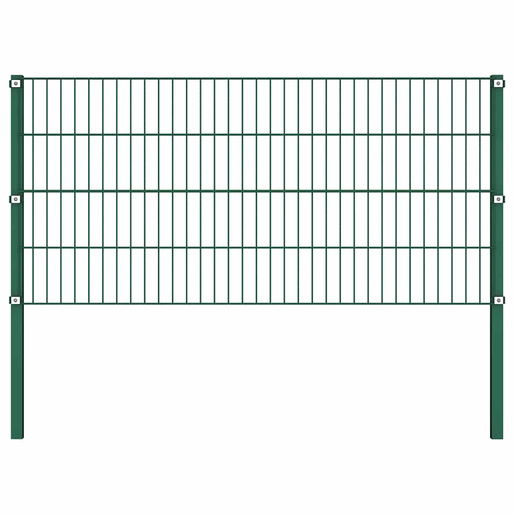 Fence Panel with Posts Iron 694.5x80 cm Green