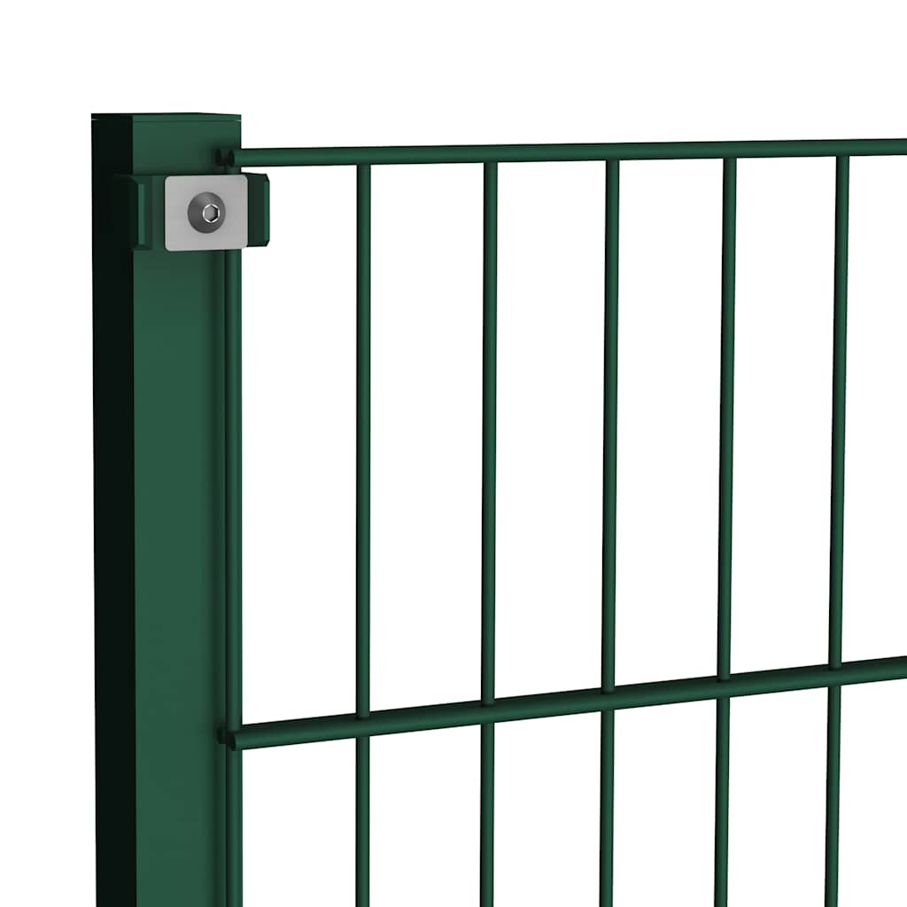 Fence Panel with Posts Iron 1040x80 cm Green