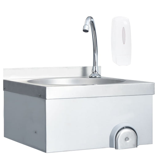 vidaXL Hand Wash Sink with Faucet and Soap Dispenser Stainless Steel