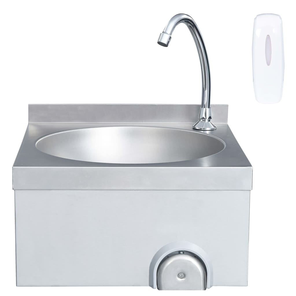 vidaXL Hand Wash Sink with Faucet and Soap Dispenser Stainless Steel