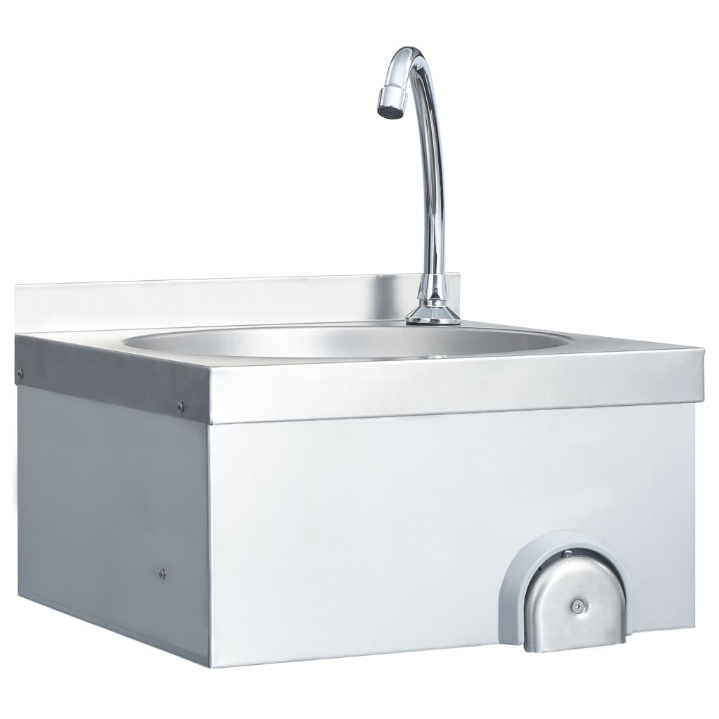 vidaXL Hand Wash Sink with Faucet and Soap Dispenser Stainless Steel