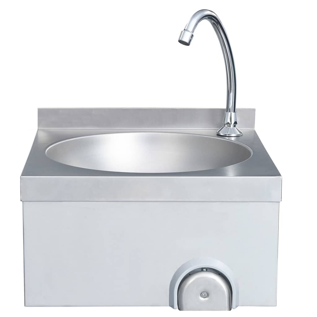 vidaXL Hand Wash Sink with Faucet and Soap Dispenser Stainless Steel