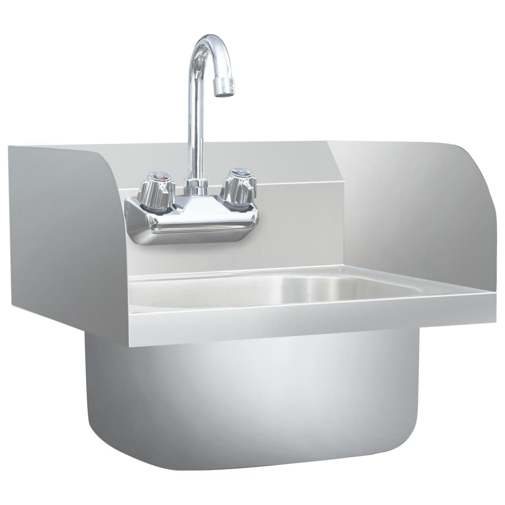 vidaXL Commercial Hand Wash Sink with Faucet Stainless Steel