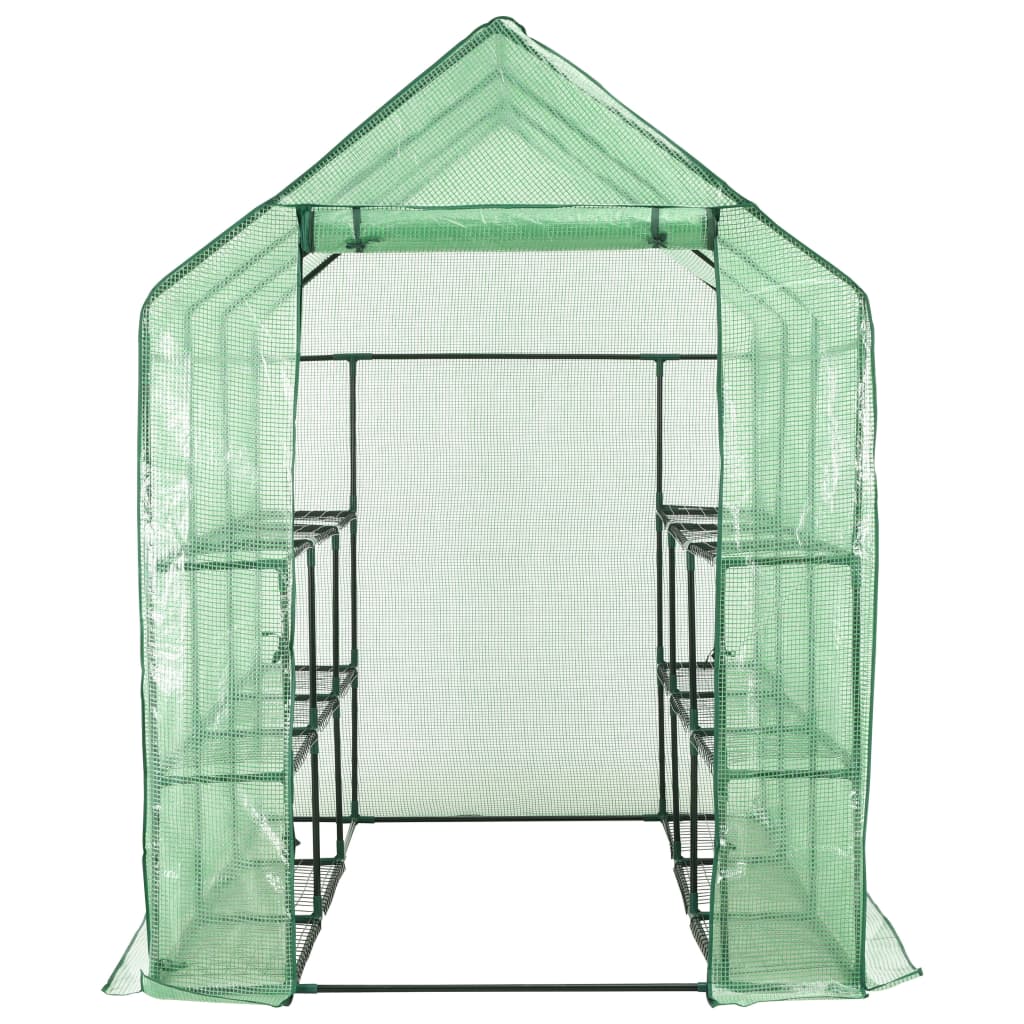 Walk-in Greenhouse with 12 Shelves Steel 143x214x196 cm