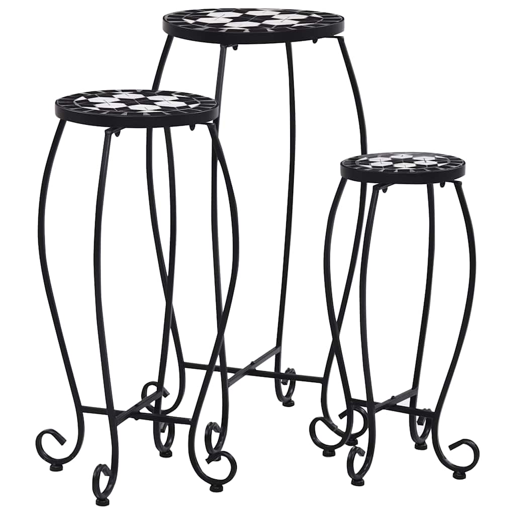 Table | Set of 3 | Black and White | Iron and Ceramic | Small | Durable