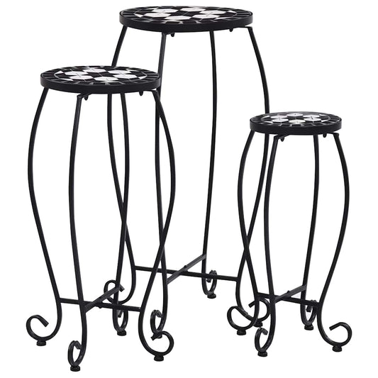 Mosaic Tables 3 pcs Black and White Ceramic
