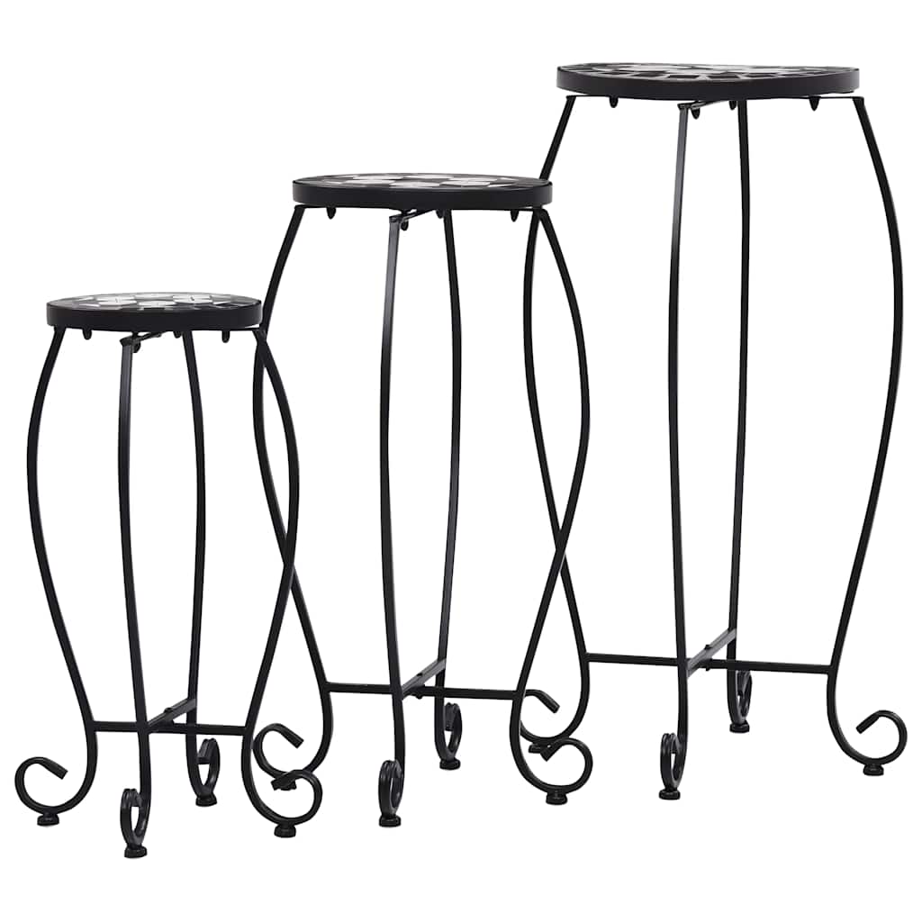 Table | Set of 3 | Black and White | Iron and Ceramic | Small | Durable