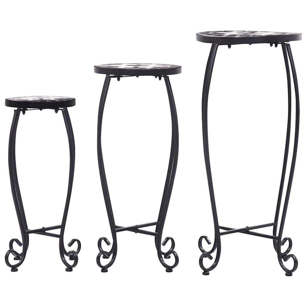 Table | Set of 3 | Black and White | Iron and Ceramic | Small | Durable
