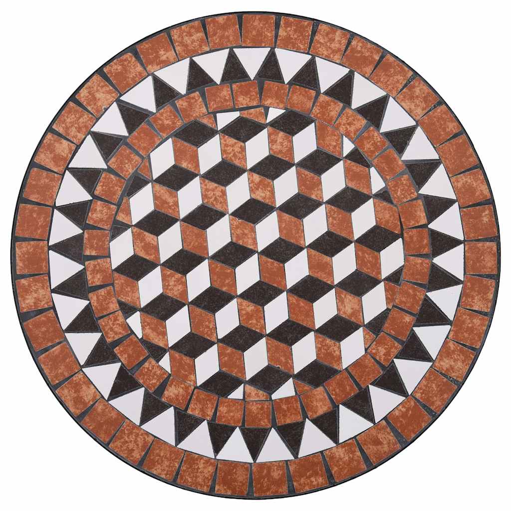 46713 vidaXL Mosaic Bistro Table Brown 60cm Ceramic