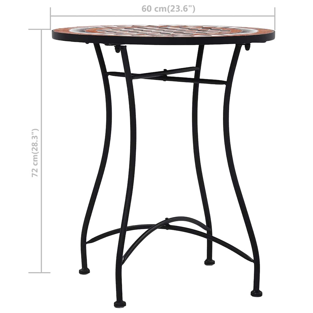 46713 vidaXL Mosaic Bistro Table Brown 60cm Ceramic
