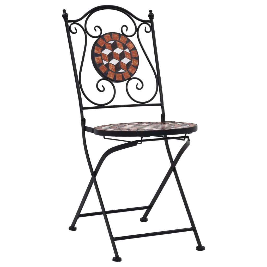 vidaXL Mosaic Bistro Chairs 2 pcs Brown Ceramic