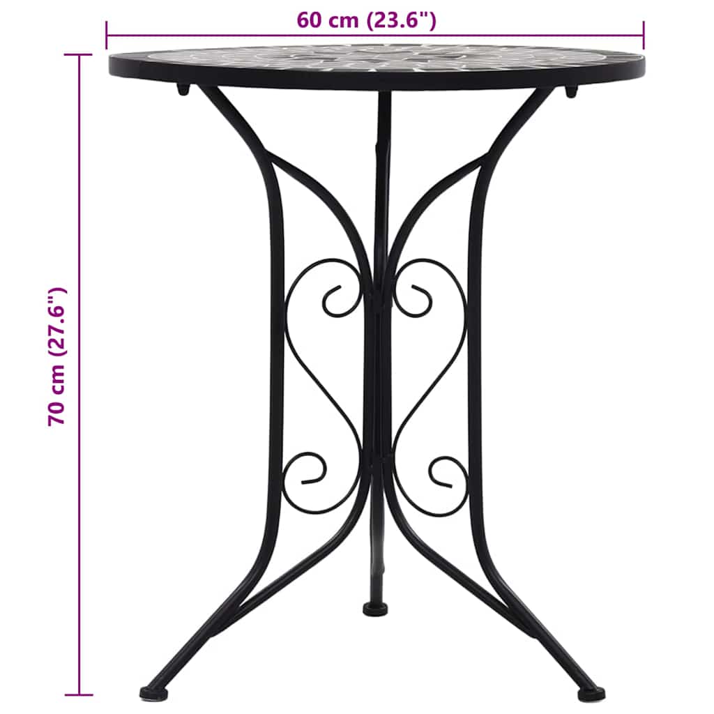 46715 vidaXL Mosaic Bistro Table Grey 60cm Ceramic
