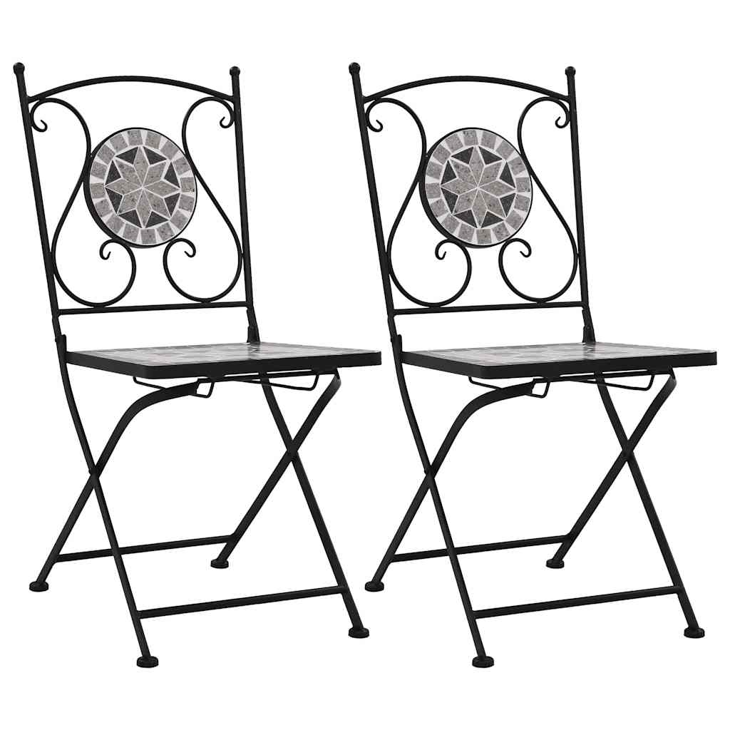 Garden Chair | Set of 2 | Grey | Powder-coated iron and ceramic
