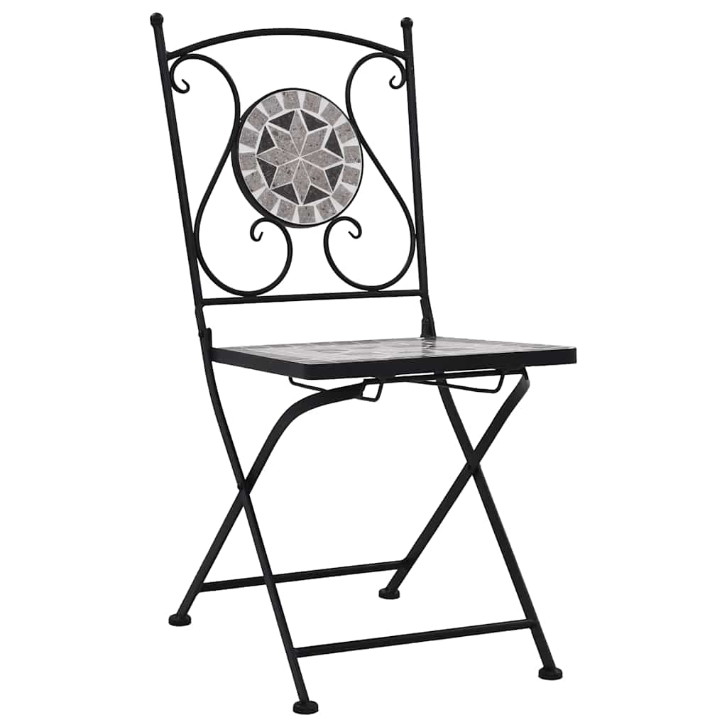 Garden Chair | Set of 2 | Grey | Powder-coated iron and ceramic