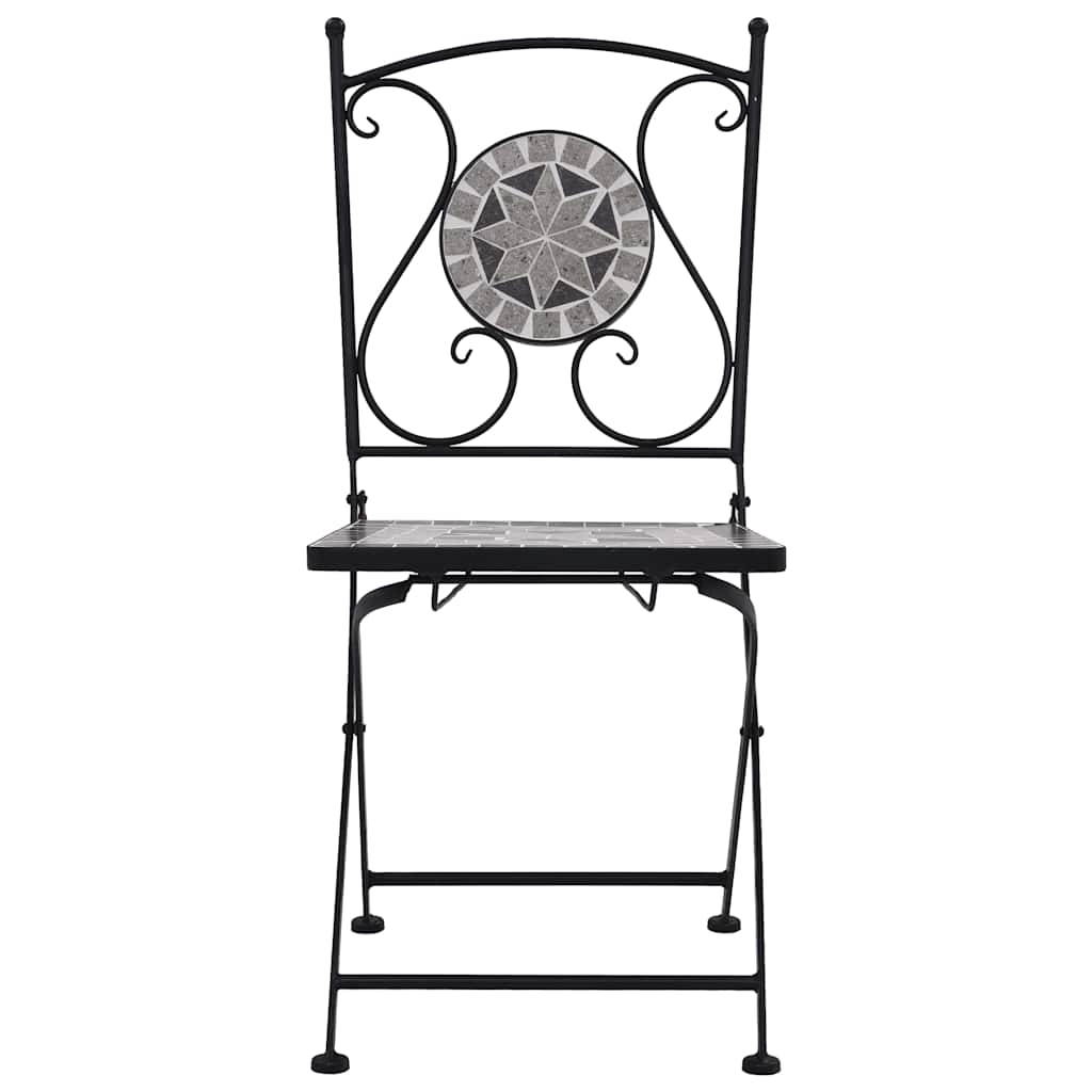Garden Chair | Set of 2 | Grey | Powder-coated iron and ceramic