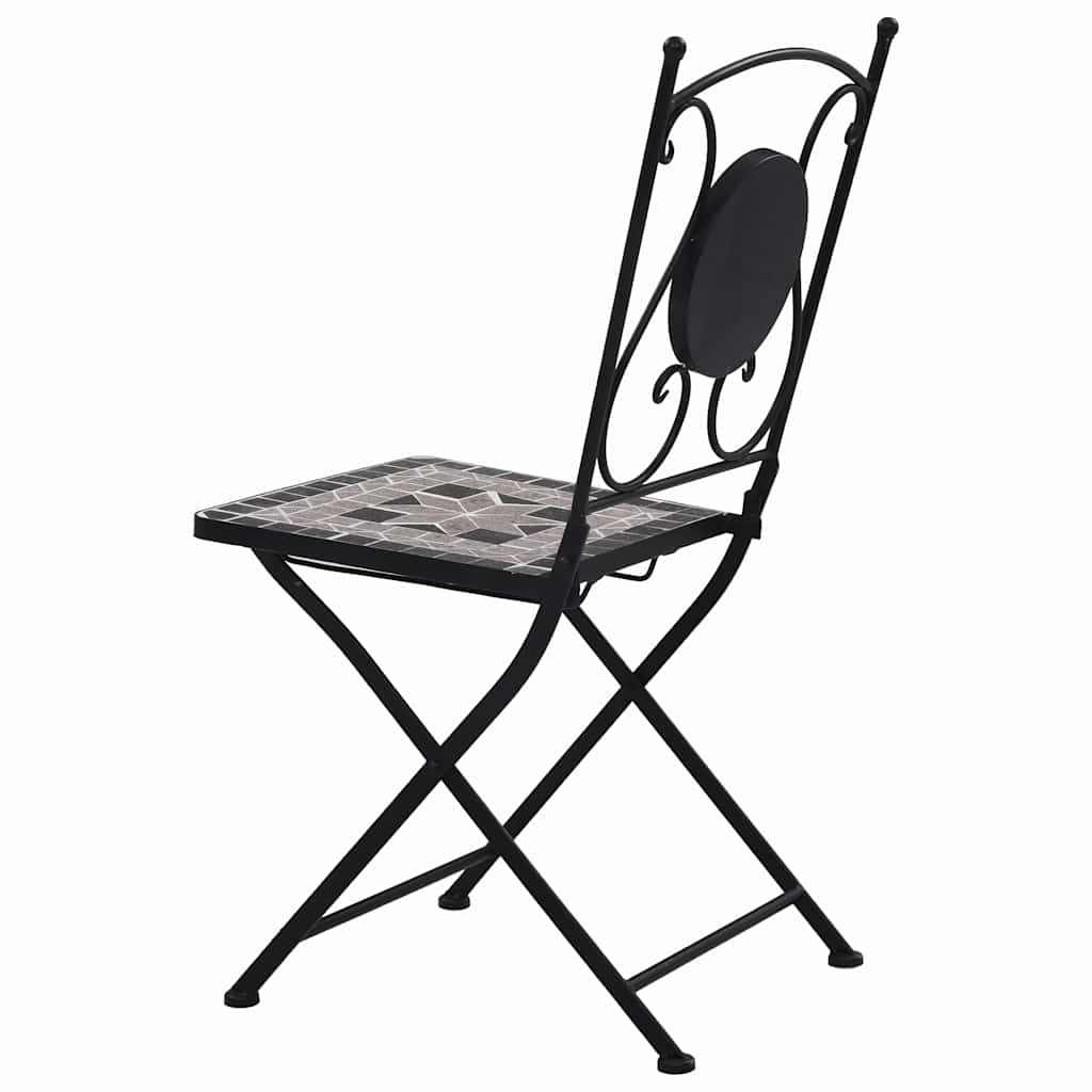 Garden Chair | Set of 2 | Grey | Powder-coated iron and ceramic