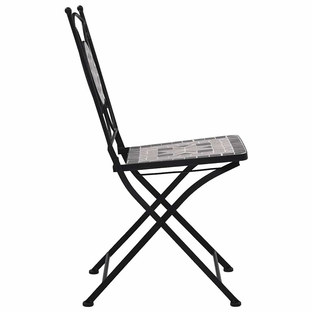 Garden Chair | Set of 2 | Grey | Powder-coated iron and ceramic