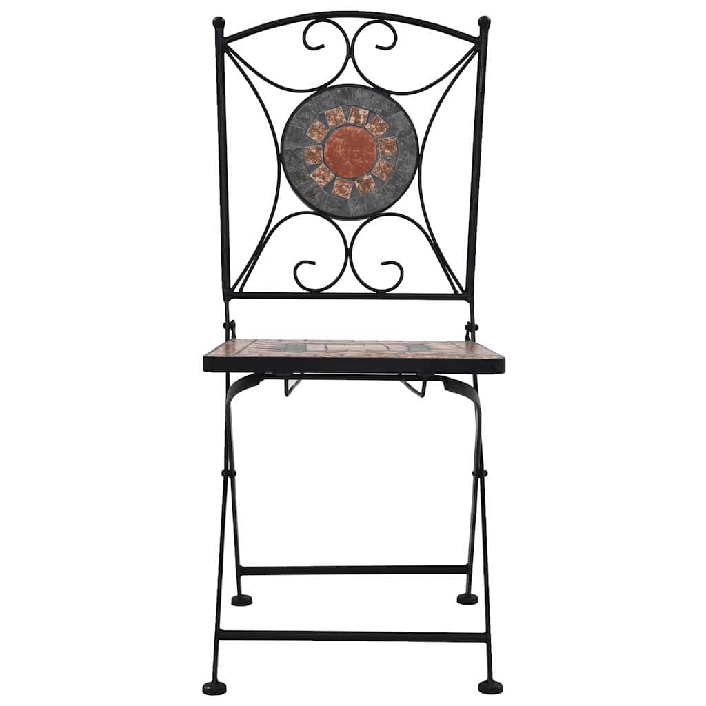 Garden Chair | Set of 2 | Orange and Grey | Powder-coated iron, Ceramic