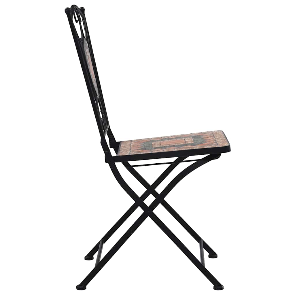Garden Chair | Set of 2 | Orange and Grey | Powder-coated iron, Ceramic