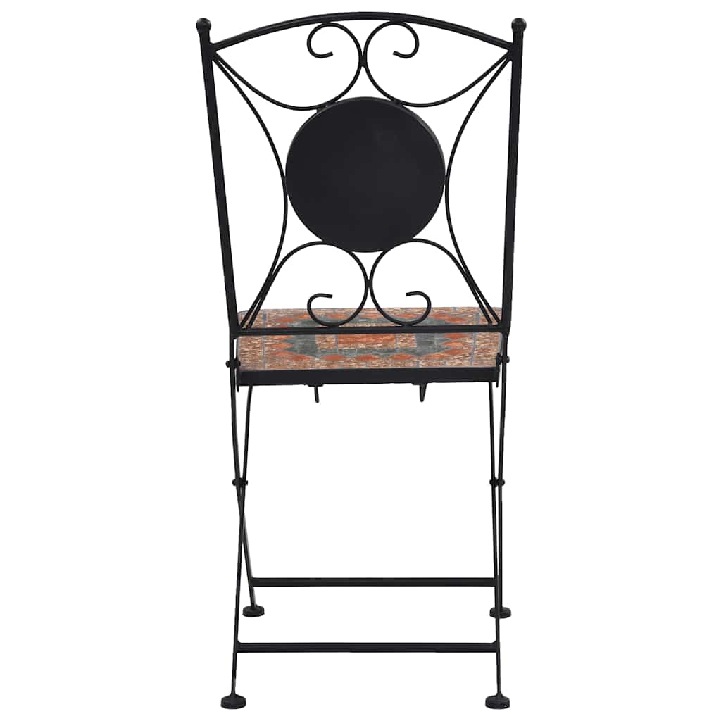 Garden Chair | Set of 2 | Orange and Grey | Powder-coated iron, Ceramic