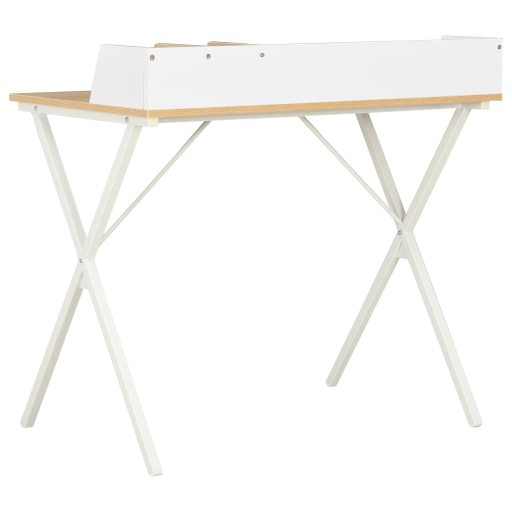 vidaXL Desk White and Natural 80x50x84 cm