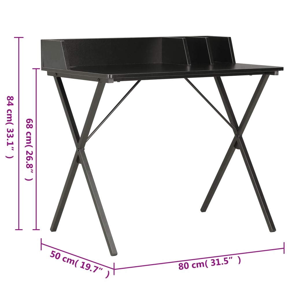 vidaXL Desk Black 80x50x84 cm