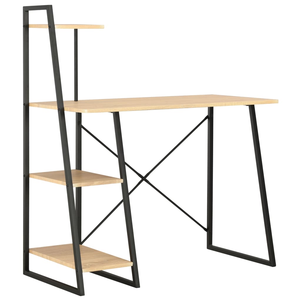 vidaXL Desk with Shelving Unit Black and Oak 102x50x117 cm