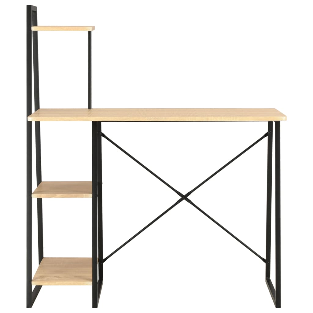 vidaXL Desk with Shelving Unit Black and Oak 102x50x117 cm