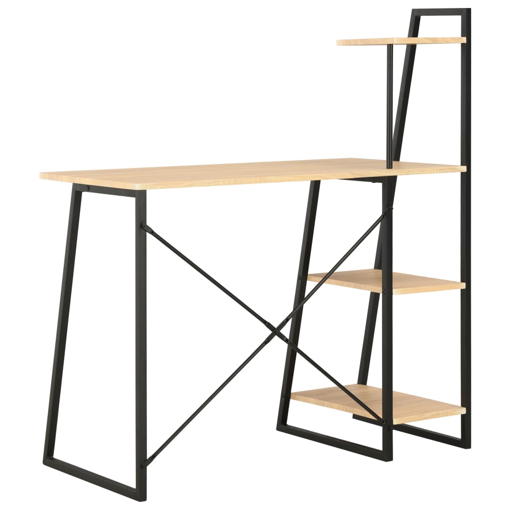 vidaXL Desk with Shelving Unit Black and Oak 102x50x117 cm