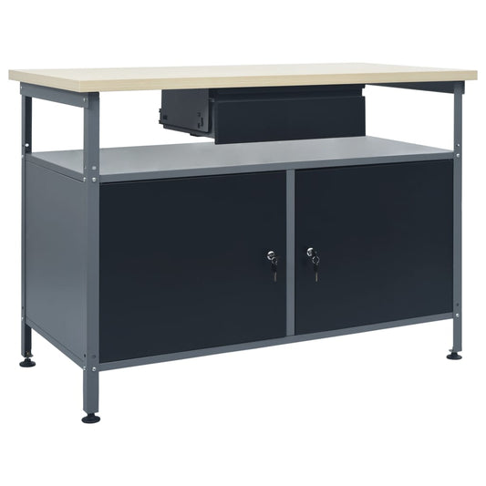 vidaXL Workbench Black 120x60x85 cm Steel