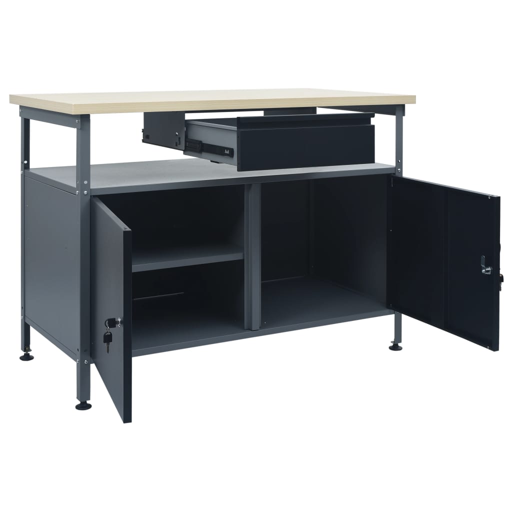 vidaXL Workbench Black 120x60x85 cm Steel