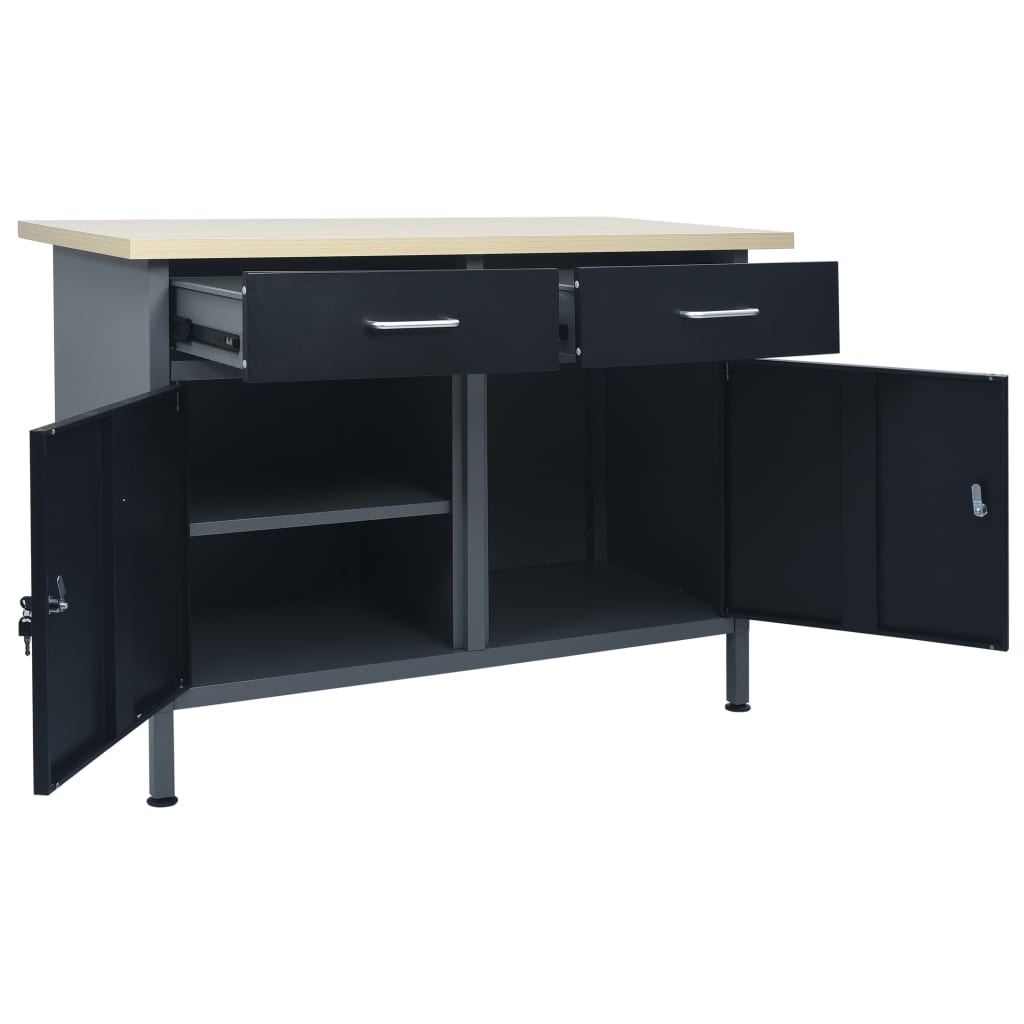 vidaXL Workbench Black 120x60x85 cm Steel