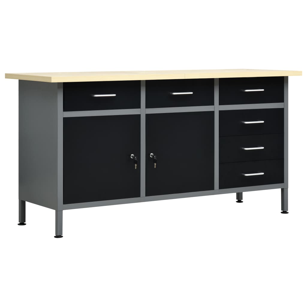 vidaXL Workbench Black 160x60x85 cm Steel