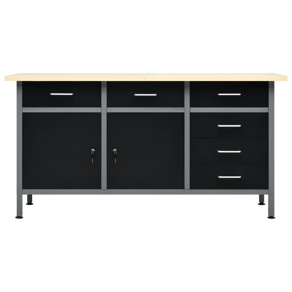 vidaXL Workbench Black 160x60x85 cm Steel