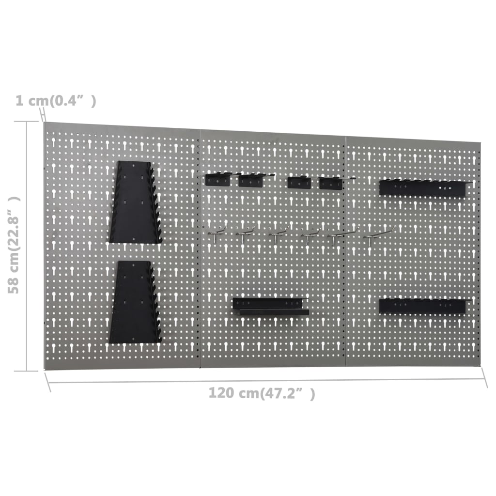 Wall-mounted Peg Boards 3 pcs 40x58 cm Steel