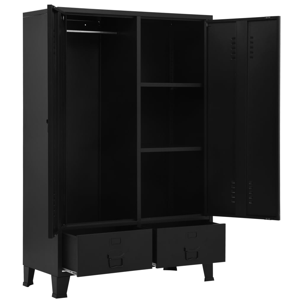 vidaXL Wardrobe Industrial Black 90x40x140 cm Steel