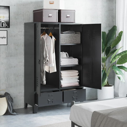 vidaXL Wardrobe Industrial Black 90x40x140 cm Steel