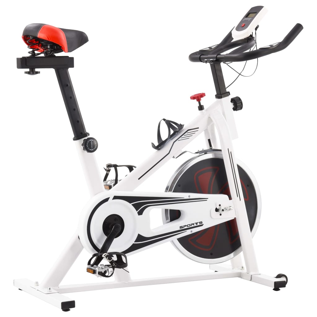 vidaXL Exercise Training Bike with Pulse Sensors White and Red