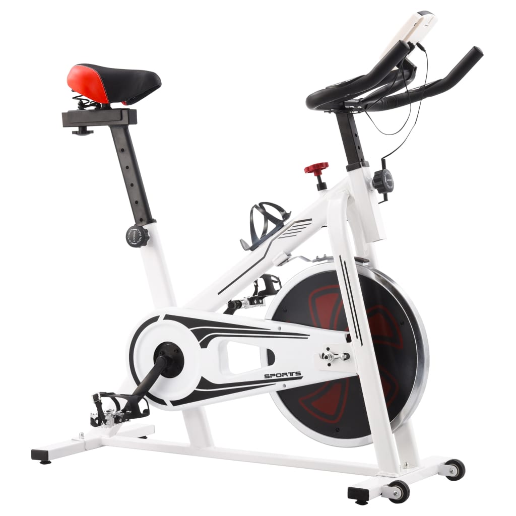 vidaXL Exercise Training Bike with Pulse Sensors White and Red